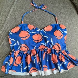 Kortni Jeane Ruffle Sweetheart Peplum Swim Top Peaches